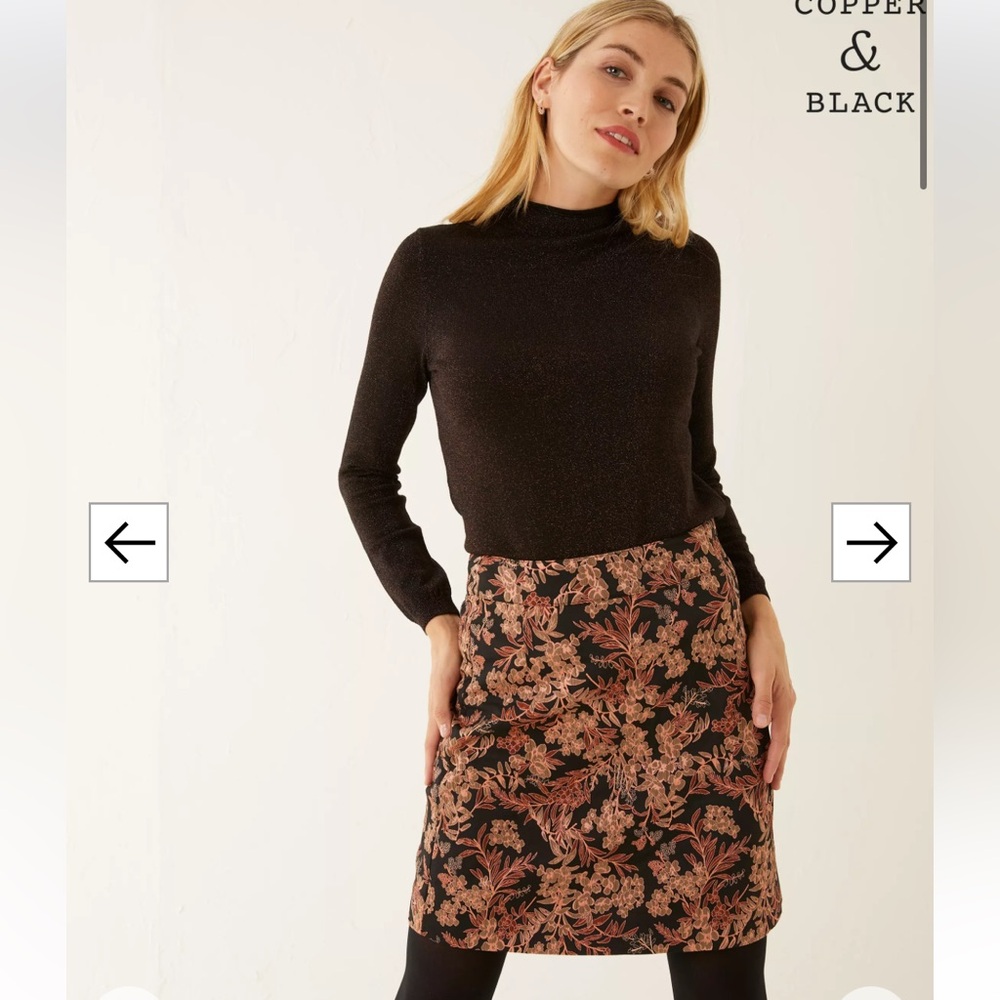 Fat Face Copper and Black Mini Skirt